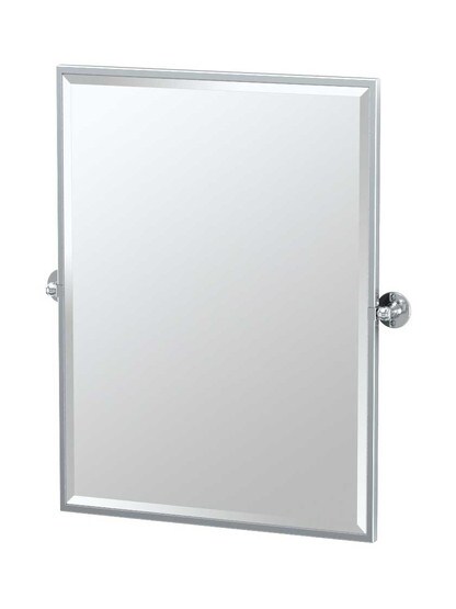 Caf√© Framed Rectangular Mirror - 24 1/2 inch x 32 1/2 inch in Polished Chrome.